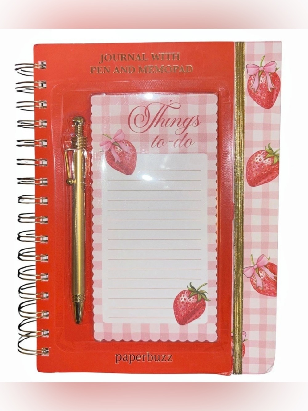 Paperbuzz Journal with Pen and Memopad Strawberry Design
